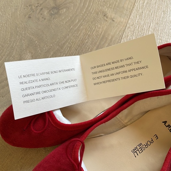 NWT A.P.C. Porselli Red Suede Ballet Flats. Size 36. - Picture 4 of 6